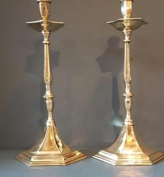Victorian Cast Brass Candlesticks