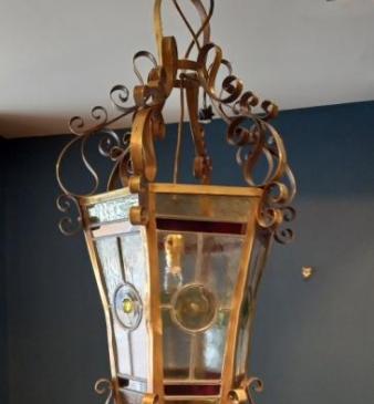 Art Nouveau Leaded Glass Lantern