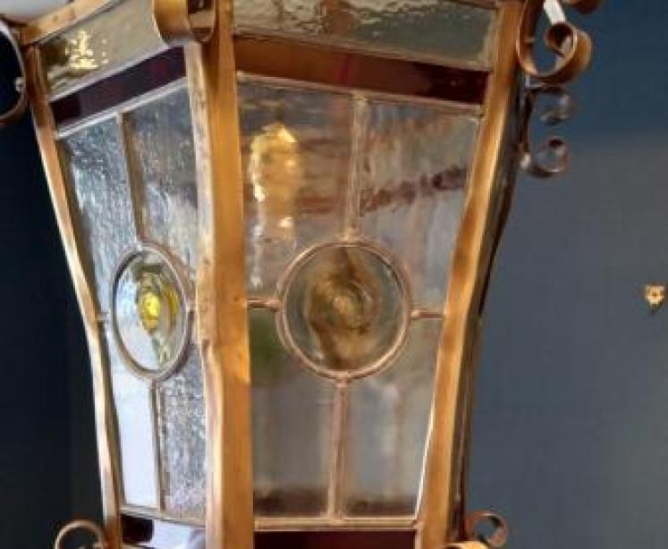 Art Nouveau Leaded Glass Lantern - Image 2