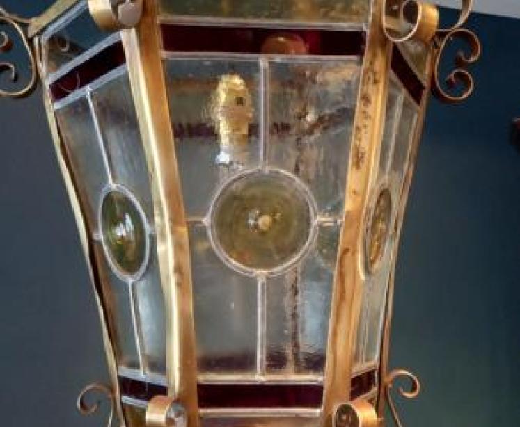 Art Nouveau Leaded Glass Lantern - Image 3