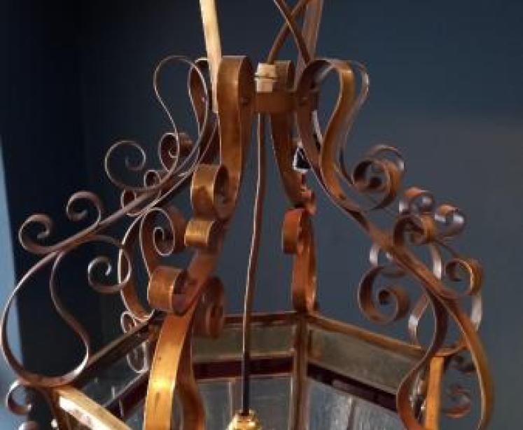 Art Nouveau Leaded Glass Lantern - Image 4