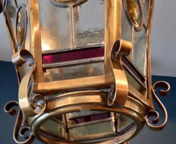 Art Nouveau Leaded Glass Lantern - Image 5