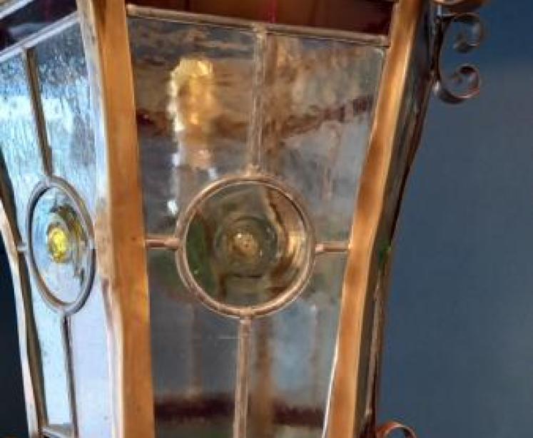Art Nouveau Leaded Glass Lantern - Image 6