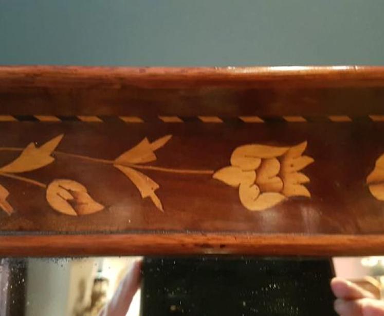 George III Walnut Inlaid Mirror - Image 6