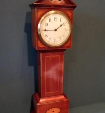 Superb Antique Sheraton Inlaid Grandfather Mantel Clock