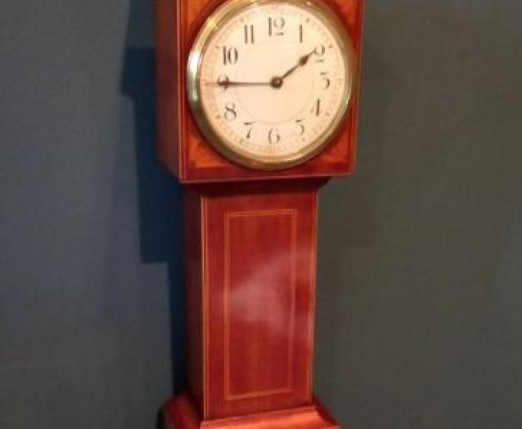 Superb Antique Sheraton Inlaid Grandfather Mantel Clock - Image 1