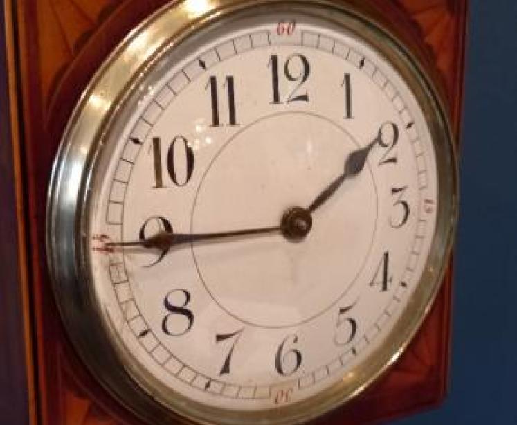 Superb Antique Sheraton Inlaid Grandfather Mantel Clock - Image 5