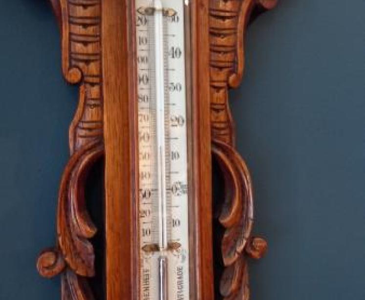 Superb Polished Oak Banjo Barometer - Image 4