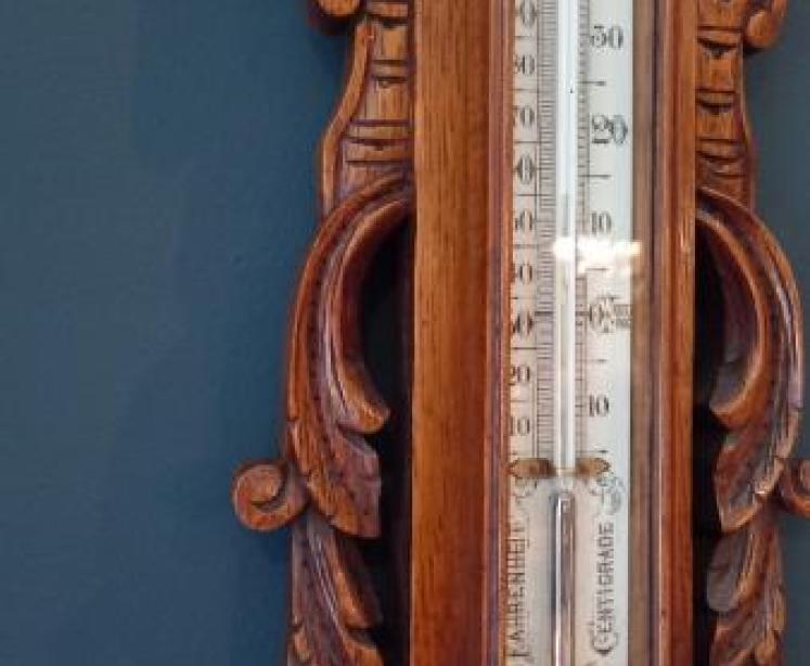 Superb Polished Oak Banjo Barometer - Image 5
