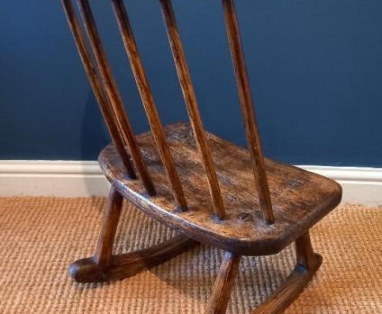 Primitive 18th Century Ash & Elm Childs Rocking Chair - Image 6