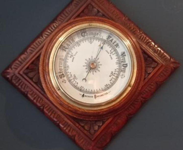 Victorian Oak Diamond Shaped Barometer - Image 1