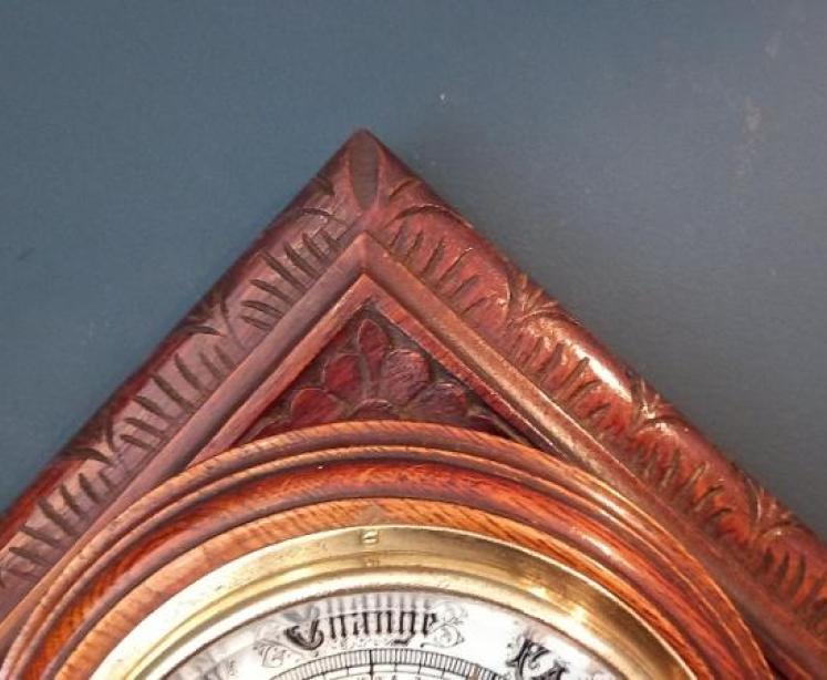 Victorian Oak Diamond Shaped Barometer - Image 3