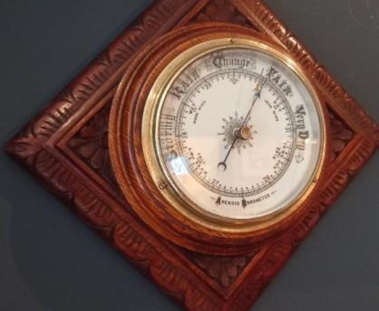 Victorian Oak Diamond Shaped Barometer - Image 6
