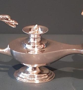 Silver Table Lamp and Lighter