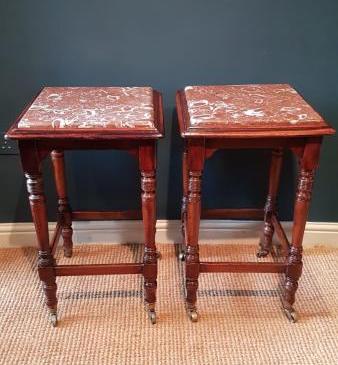 Pair of Victorian Marble Topped Lamp Tables