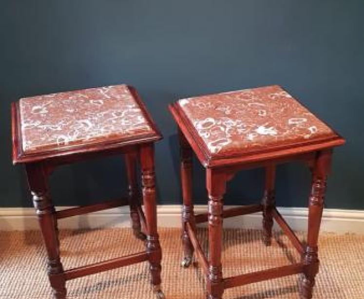 Pair of Victorian Marble Topped Lamp Tables - Image 5