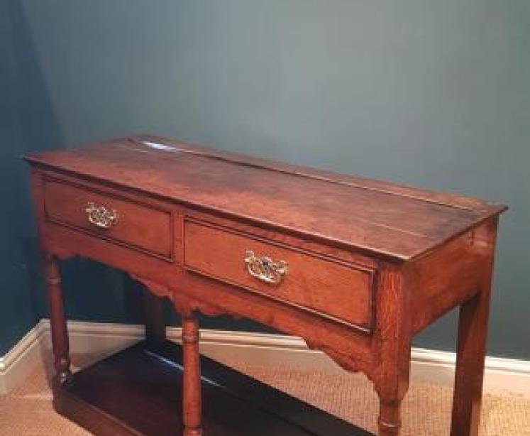 George II Oak Two Drawer Dresser  - Image 3