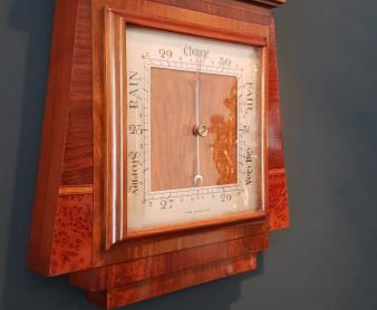 Superb Art Deco Walnut Inlaid Barometer  - Image 2