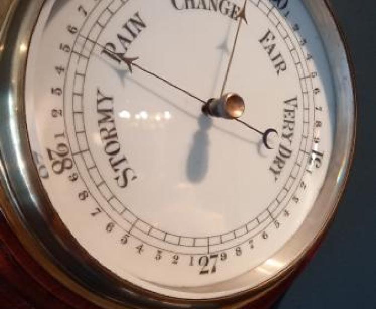 Victorian Golden Oak Aneroid Barometer - Image 3