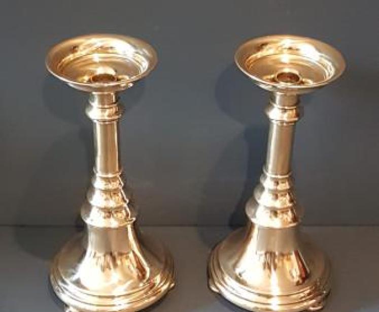 Pair of Stylish Victorian Brass Church Candlesticks - Image 5