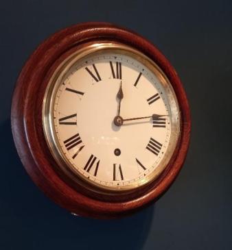 Small Late Victorian 8" Dial Oak Cased Wall Clock