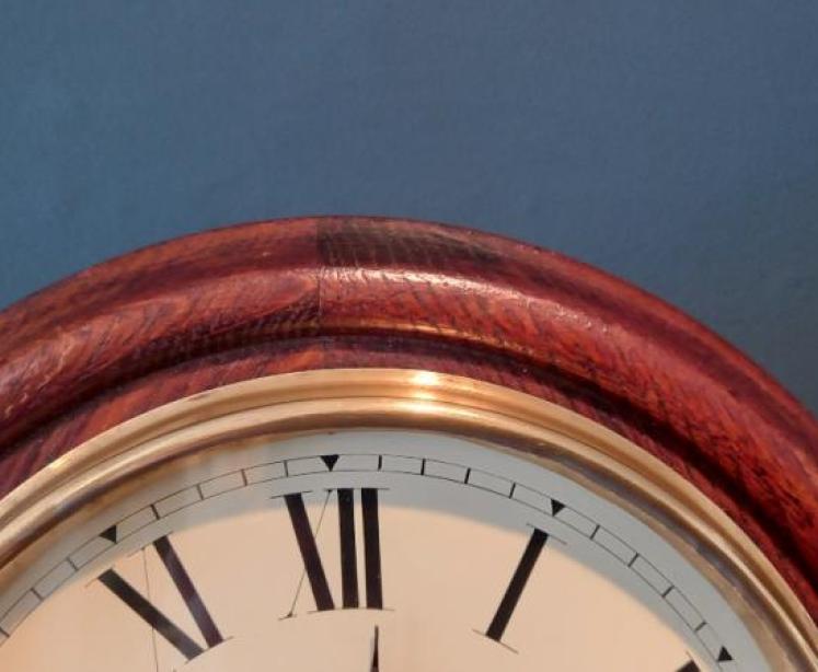 Small Late Victorian 8" Dial Oak Cased Wall Clock - Image 4