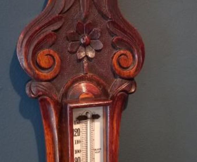 Mid Victorian Foliage Carved Banjo Barometer - Image 3