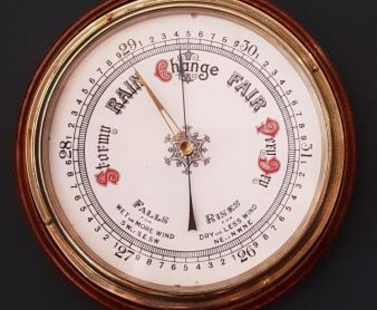 Large Victorian Oak Enamel Dial Wheel Barometer - Image 7