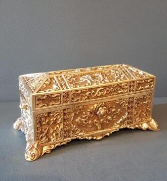 Superb Victorian Cast Brass Jewel Casket