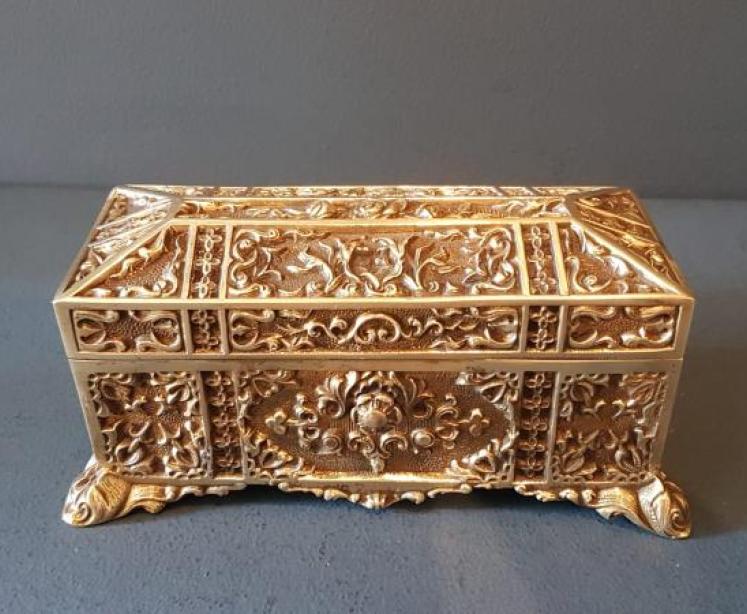 Superb Victorian Cast Brass Jewel Casket - Image 4
