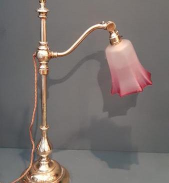 Edwardian Brass Table Lamp and Shade