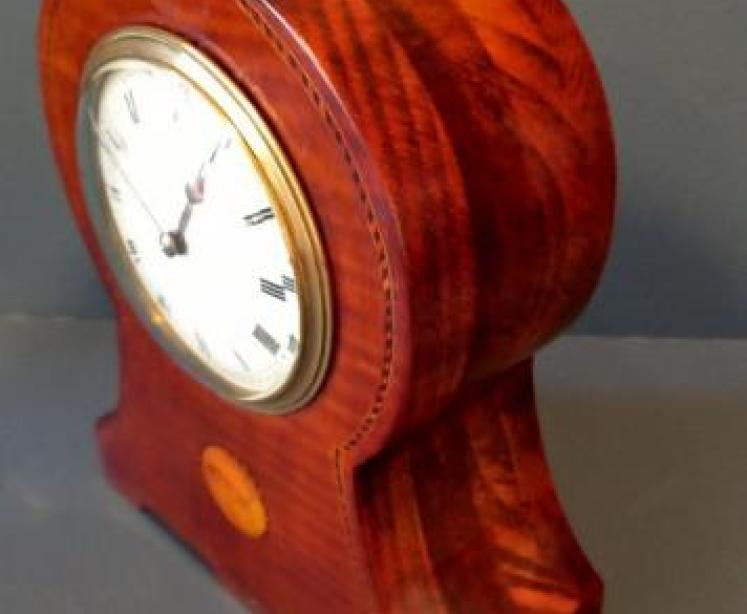 Arts & Crafts Period Mahogany Inlaid Mantel Clock - Image 5