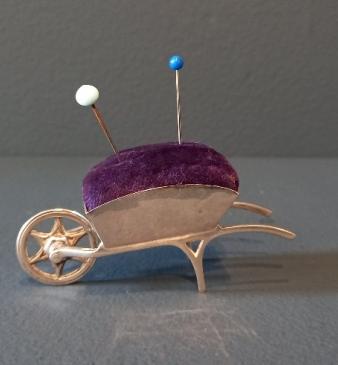 Edwardian Period Silver Wheelbarrow Pin Cushion