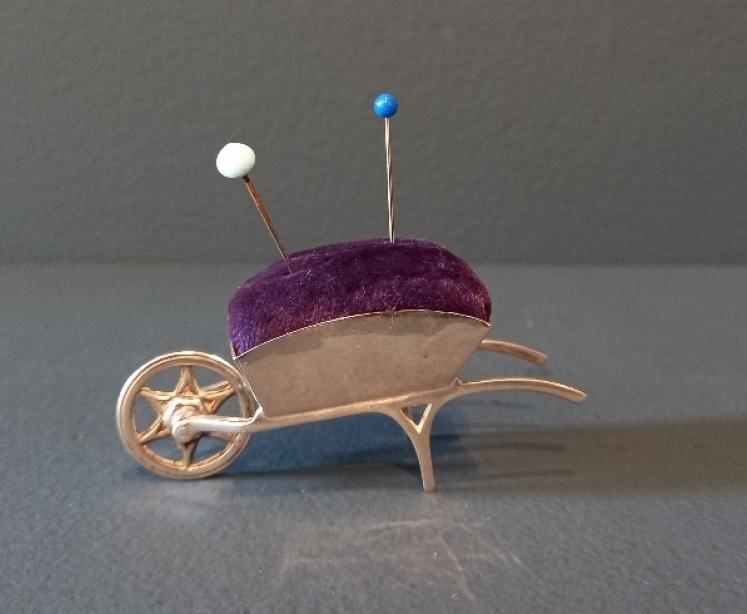 Edwardian Period Silver Wheelbarrow Pin Cushion - Image 1