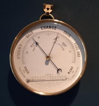 Large Mid Victorian 6.5" Marine Barometer & Thermometer
