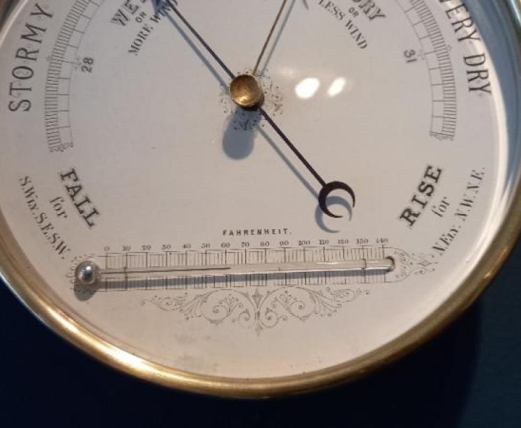 Large Mid Victorian 6.5" Marine Barometer & Thermometer - Image 2