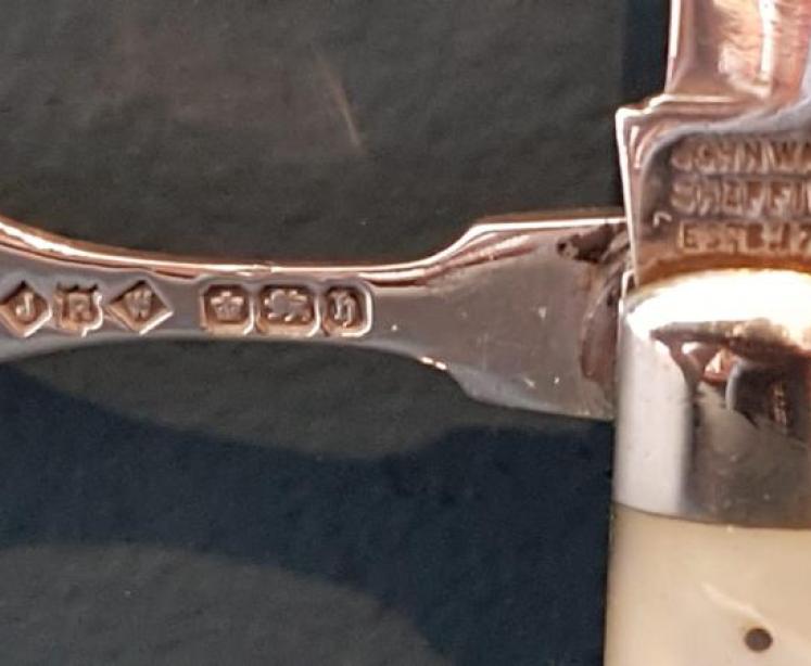 Silver and Mother of Pearl Campaign Knife and Fork - Image 6