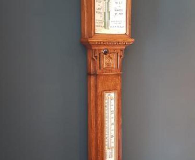 Superb Victorian Oak Sea Coast Barometer - Image 2