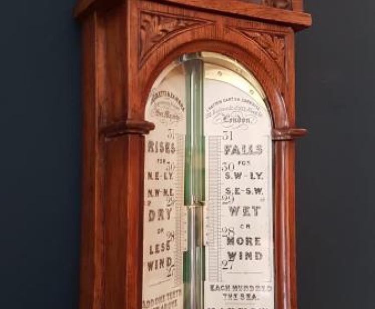 Superb Victorian Oak Sea Coast Barometer - Image 3