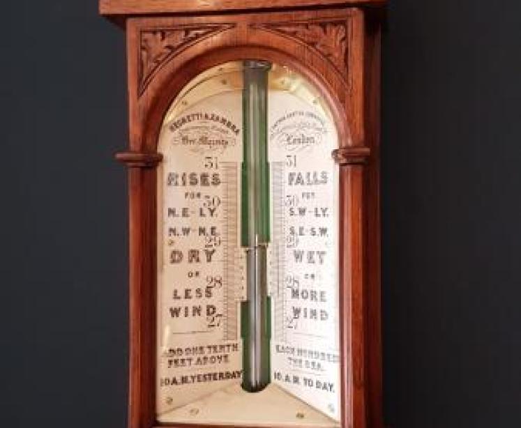 Superb Victorian Oak Sea Coast Barometer - Image 5