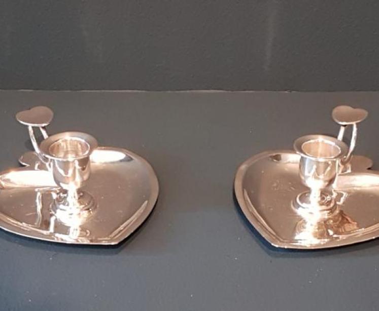 Pair of Victorian Chester Silver Taper Sticks - Image 1