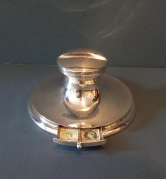 Unusual Edwardian Period Silver Inkwell & Stamp Drawer