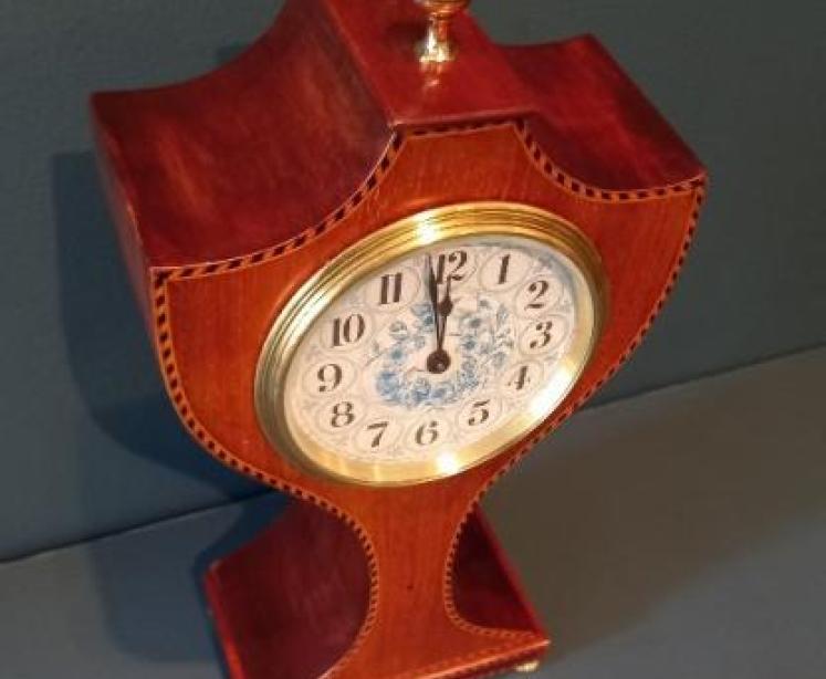 Fine Edwardian Herringbone Inlaid Mantel Clock - Image 5