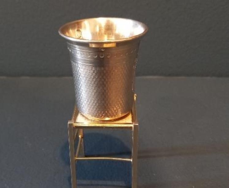 Antique Silver Vodka Measure on Stand - Image 1