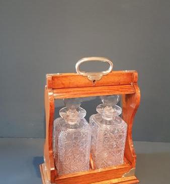 Victorian Oak 2 Bottle Tantalus