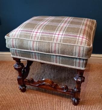 Superb Edwardian Walnut Upholstered Warings Stool