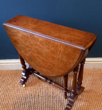 Mid Victorian Figured Walnut Baby Sutherland Table
