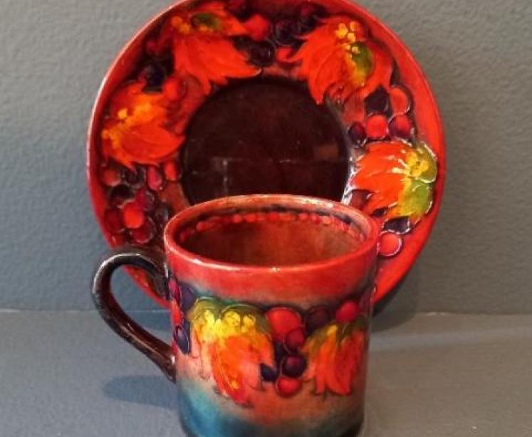 Moorcroft Autumn Leaf & Berries Coffee Can & Saucer - Image 2
