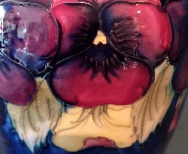 Moorcroft Pansy Roll Neck Vase c.1920 - Image 2