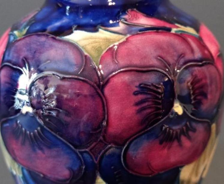 Moorcroft Pansy Roll Neck Vase c.1920 - Image 3